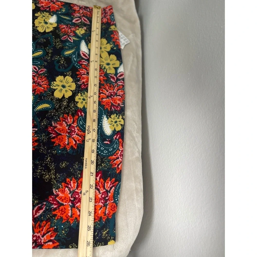 LuLaRoe Cassie Pencil Skirt XL‎ NWT Floral Paisley Navy Red Yellow Stretch Midi